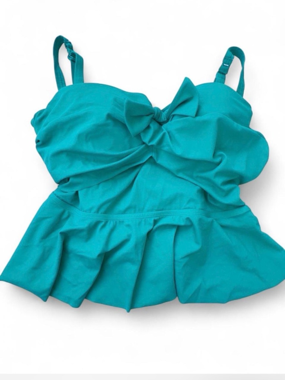 Torrid Turquoise Peplum Ruffle Tankini Top Size 1 (14-16) supportive adjustable